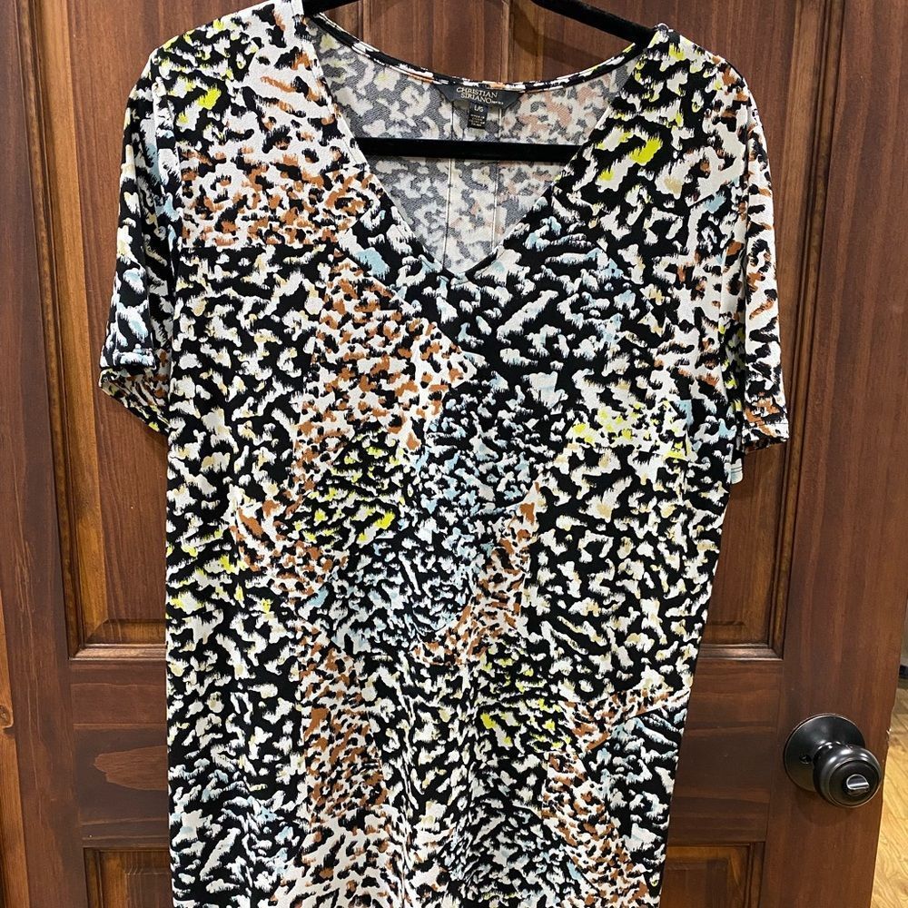 Christian Siriano womens leopard print dress size L